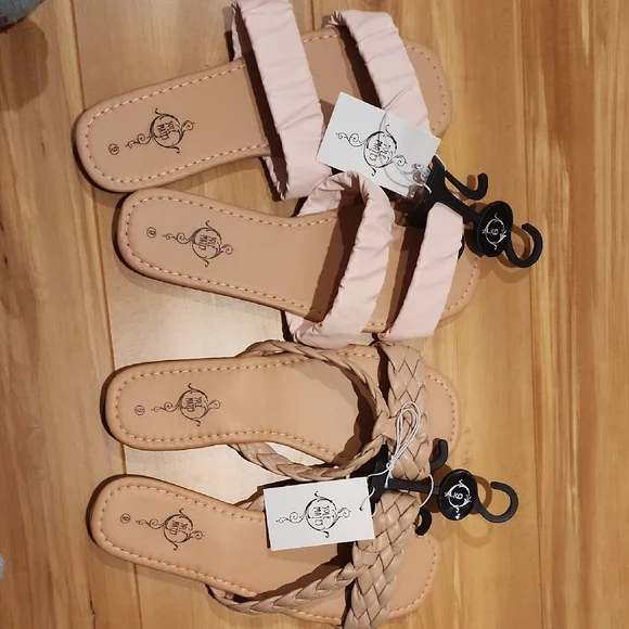 3 Pairs Pink and Tan Women's Sandals- Size 9 - Picture 1 of 3